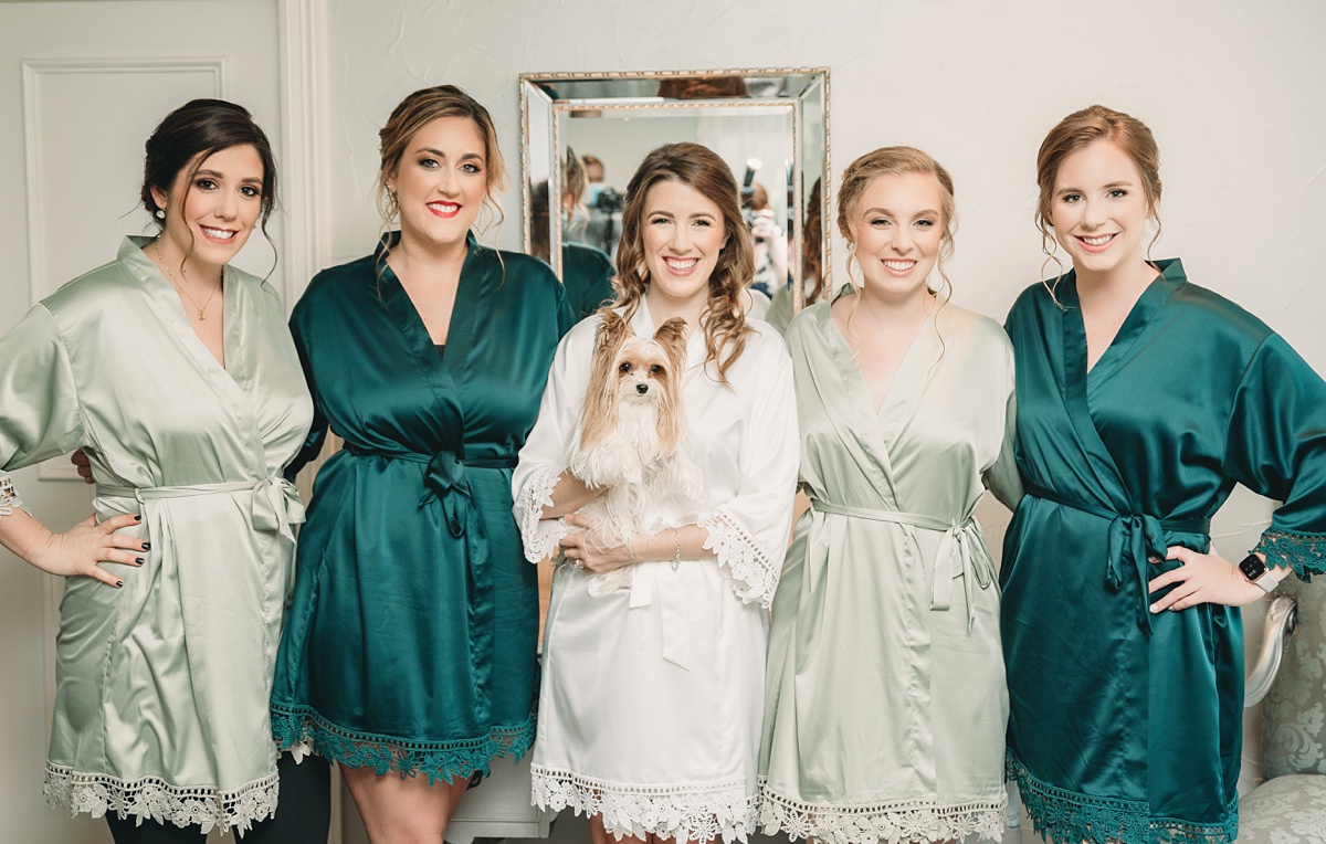 River Road Chateau, wedding photography at anna tx wedding venue, bride and bridesmaids in robes