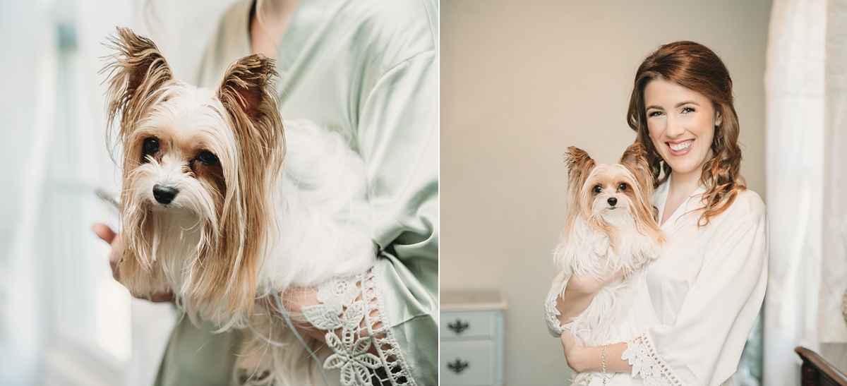 River Road Chateau, wedding photography at anna tx wedding venue, bride and puppy getting ready