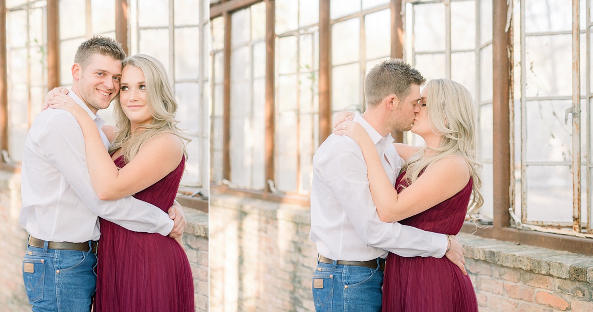 abandoned greenhouse engagement, bright and airy engagement session at sekrit theater in austin tx