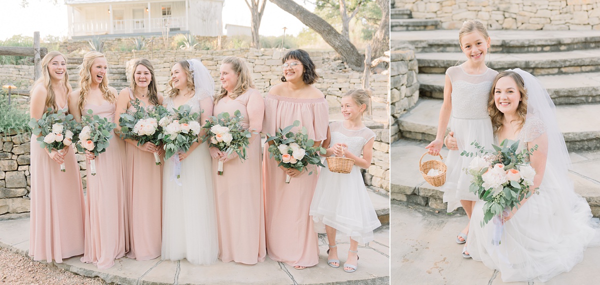 bride and bridesmaids formals, the ivory oak hill country wedding venue, tara lyons photography
