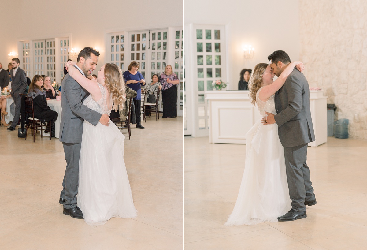 first dance at wedding reception, the ivory oak hill country wedding venue, tara lyons photography