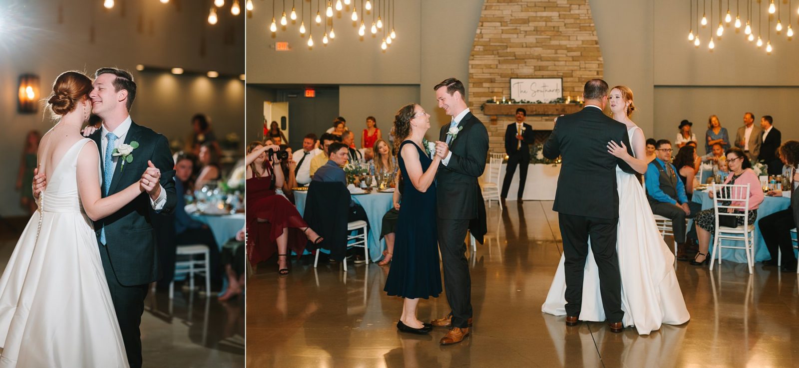 father daughter and mother son dance at the same time for wedding, reception at canyonwood ridge, canyonwood ridge reception photos, canyonwood ridge, canyonwood ridge wedding, dripping springs wedding venue, austin wedding, austin wedding photography, tara lyons photography