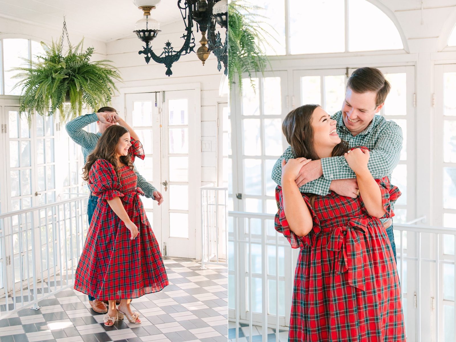 christmas inspired engagement session, checkered room at woodbine mansion, dancing in checkered room, garden room woodbine mansion,christmas photo at woodbine mansion, round rock christmas photos, engagement photo locations in round rock, woodbine mansion, round rock wedding venue, tara lyons photography