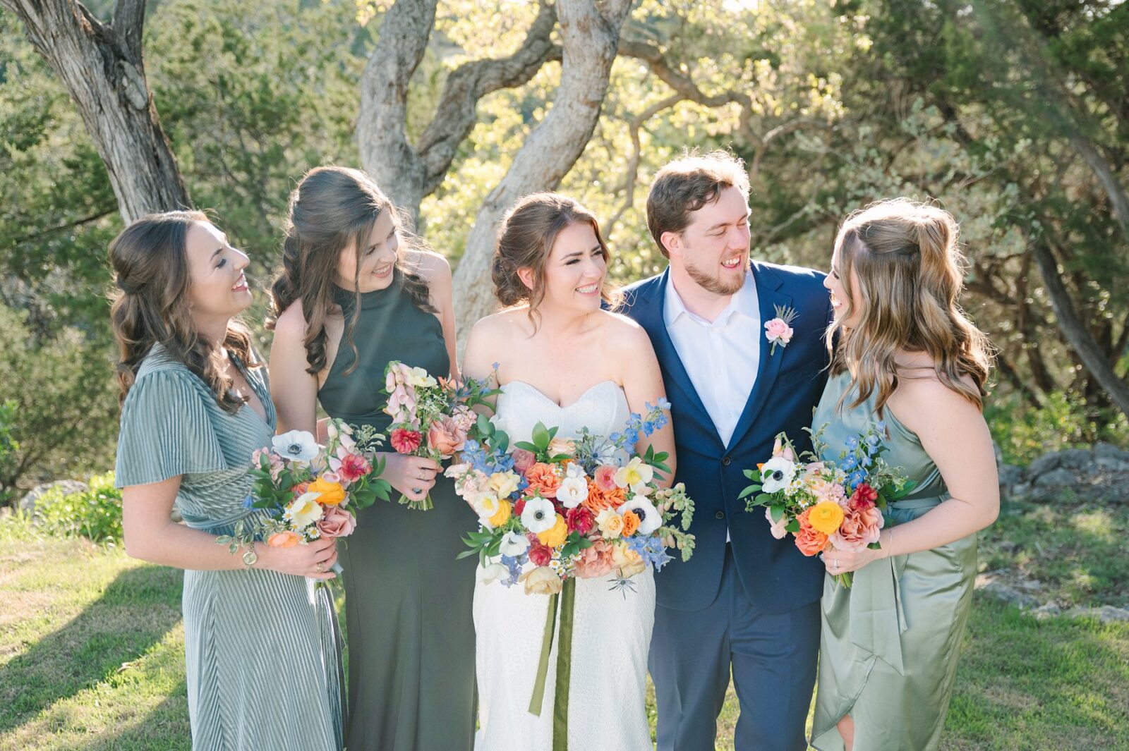 bridesmaids and brides man, bridal portraits, wedding at the videre estate venue, wimberley, photos by Tara Lyons Photography, Perry's Petal, planning by sweet magnolia events