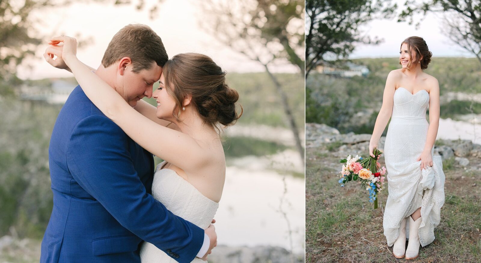 bride and groom portraits, sunset photos at videre, sunset portraits, golden hour, wedding at the videre estate venue, wimberley, photos by Tara Lyons Photography, Perry's Petal, planning by sweet magnolia events