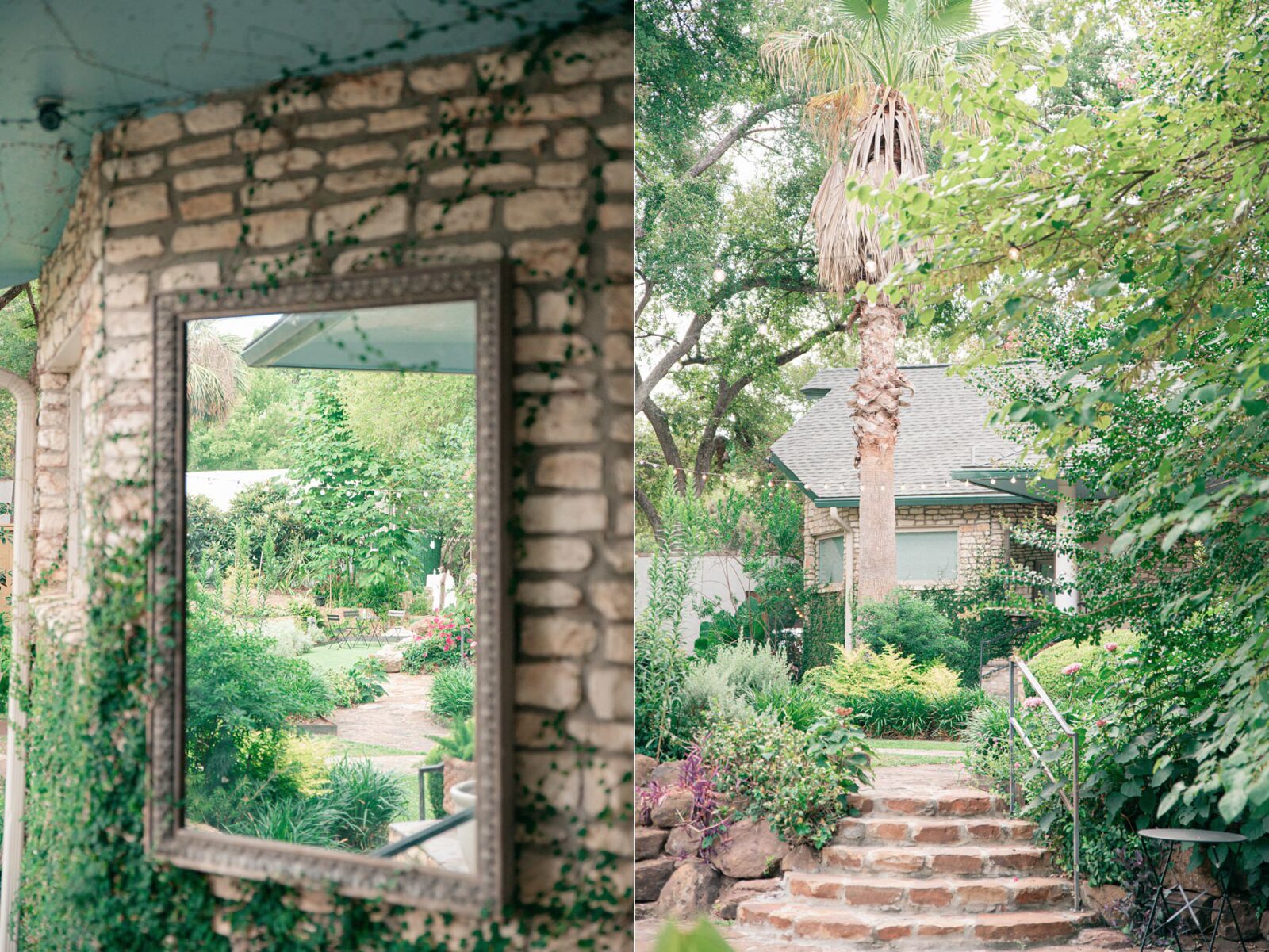 mirror and garden at hummingbird house