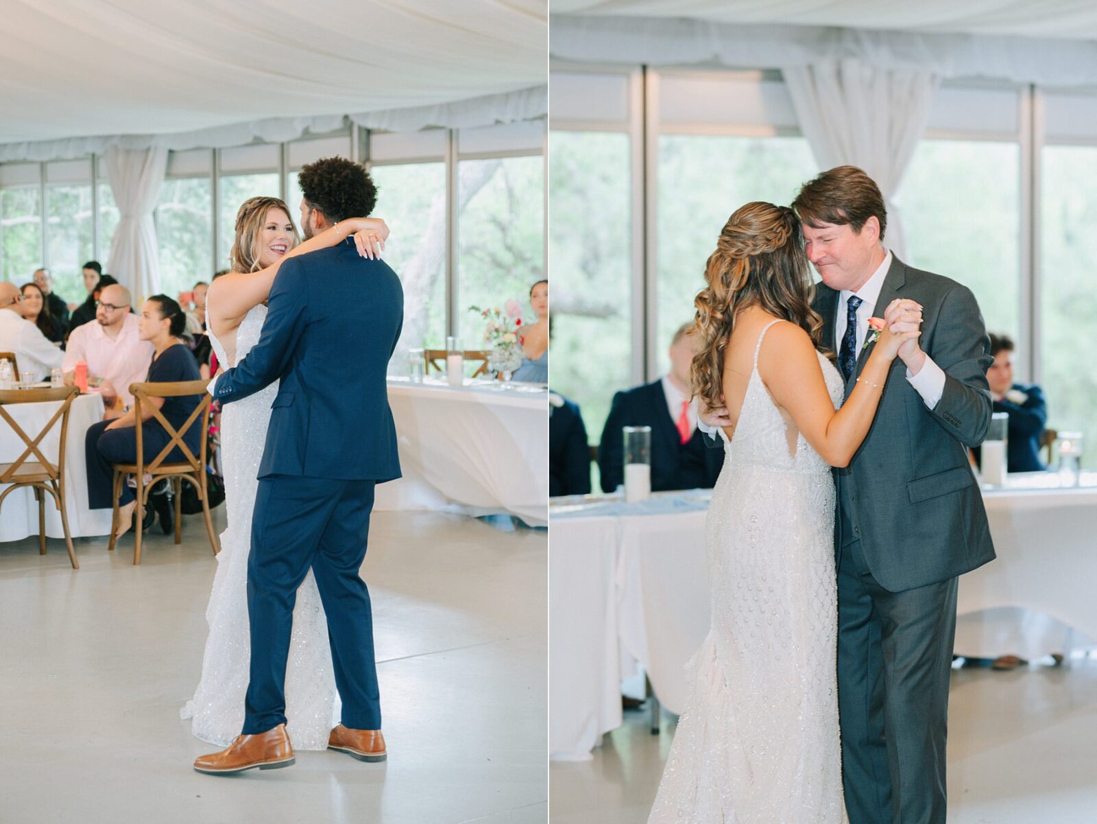 first dances in tent at austin wedding venue