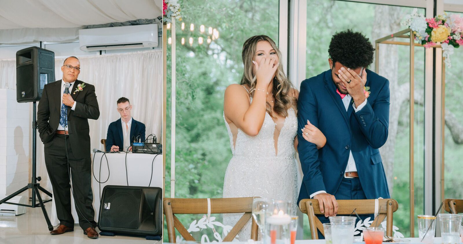 bride and groom embarrassed by father's speech at wedding reception in austin texas