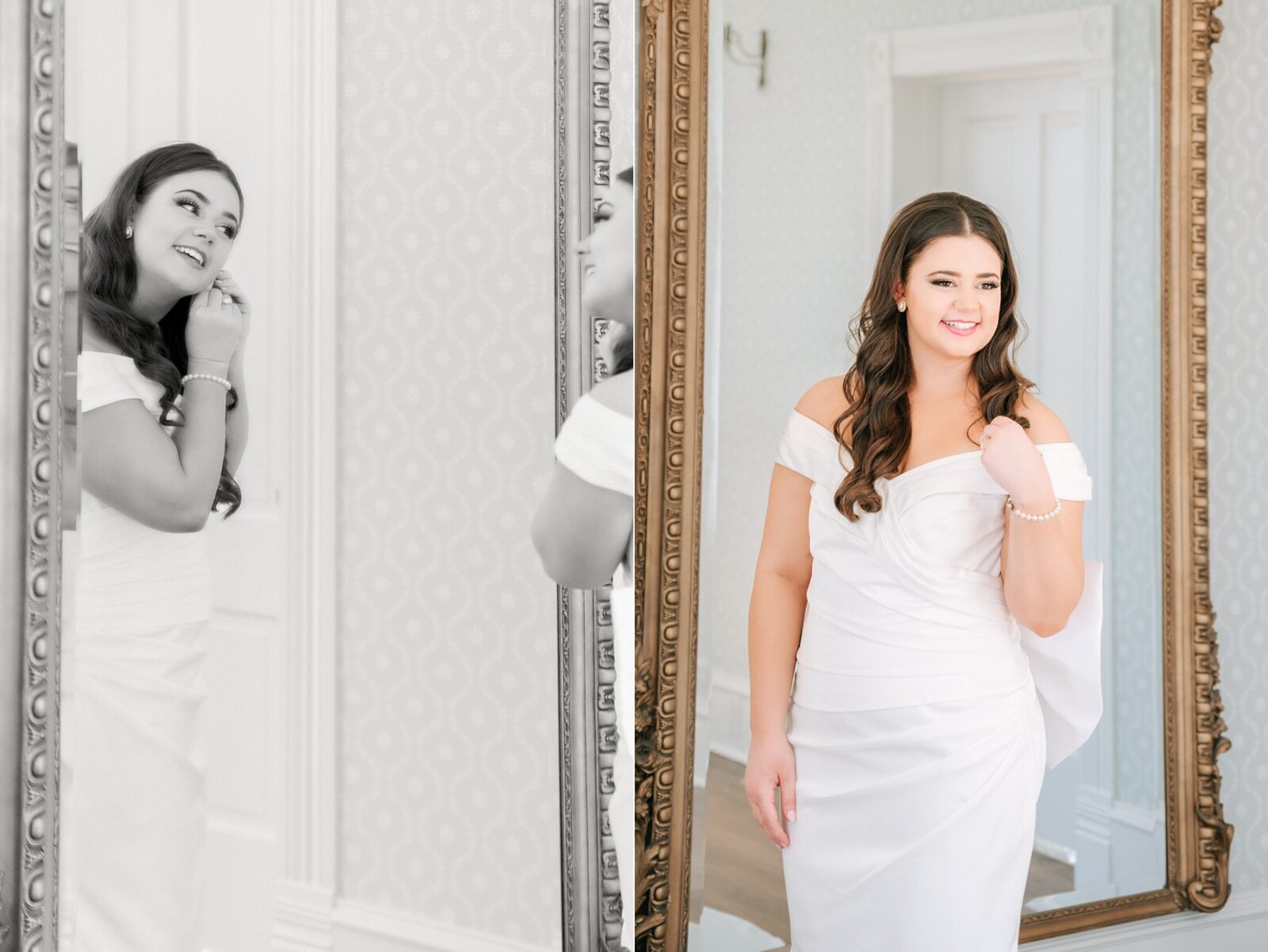 bride getting ready, bridal suite, getting ready area at woodbine mansion, at Woodbine mansion wedding venue, photography by Tara Lyons Photography, The event shop wedding planner