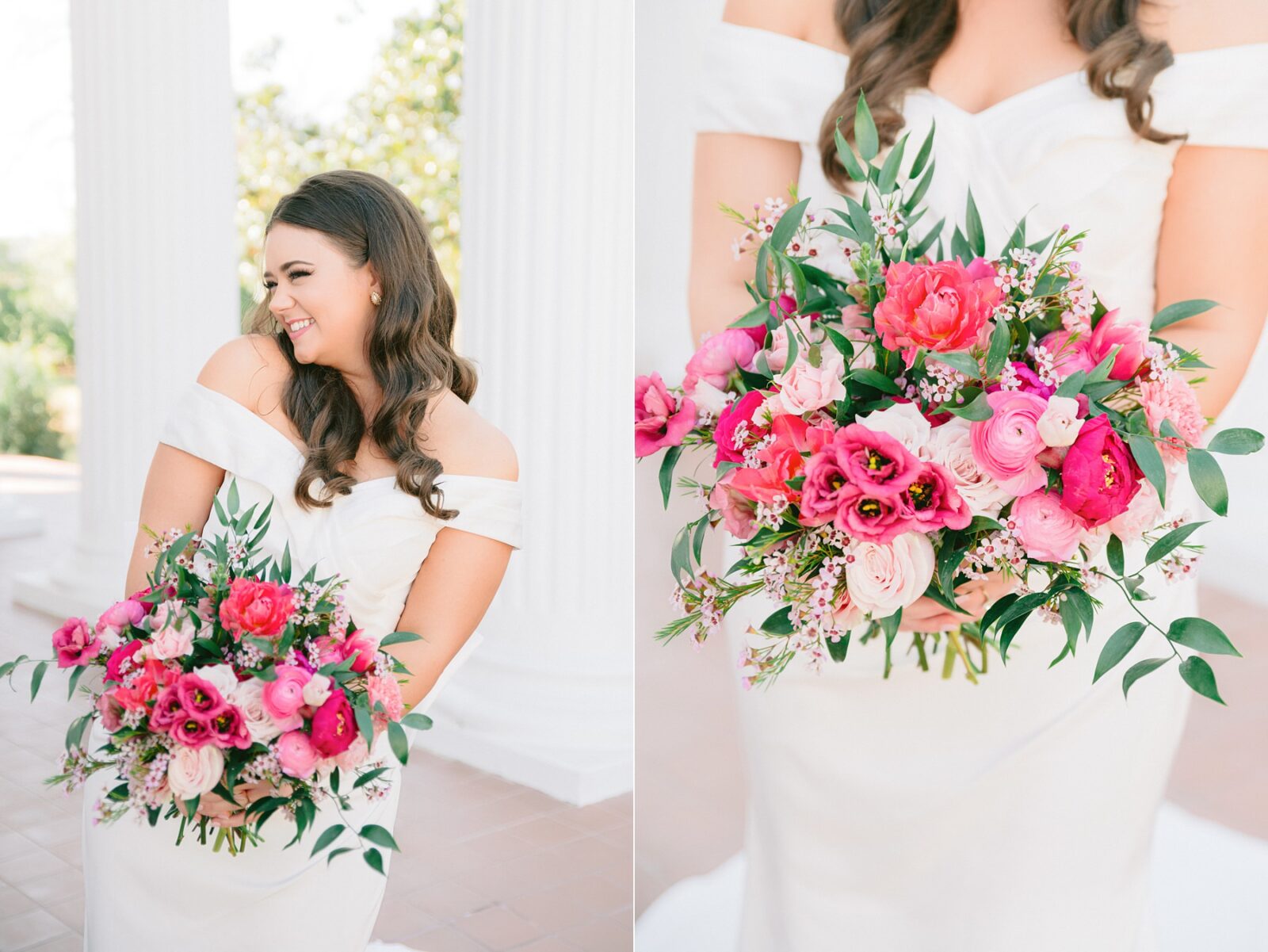 pink bridal bouquet, hot pink wedding bouquet, cone flower designs, austin wedding florist, spring wedding, texas wedding, large pink floral bouquet, bridal boUQUET, wedding at Woodbine mansion in round rock texas, wedding photos by Tara Lyons Photography, planning by The event shop