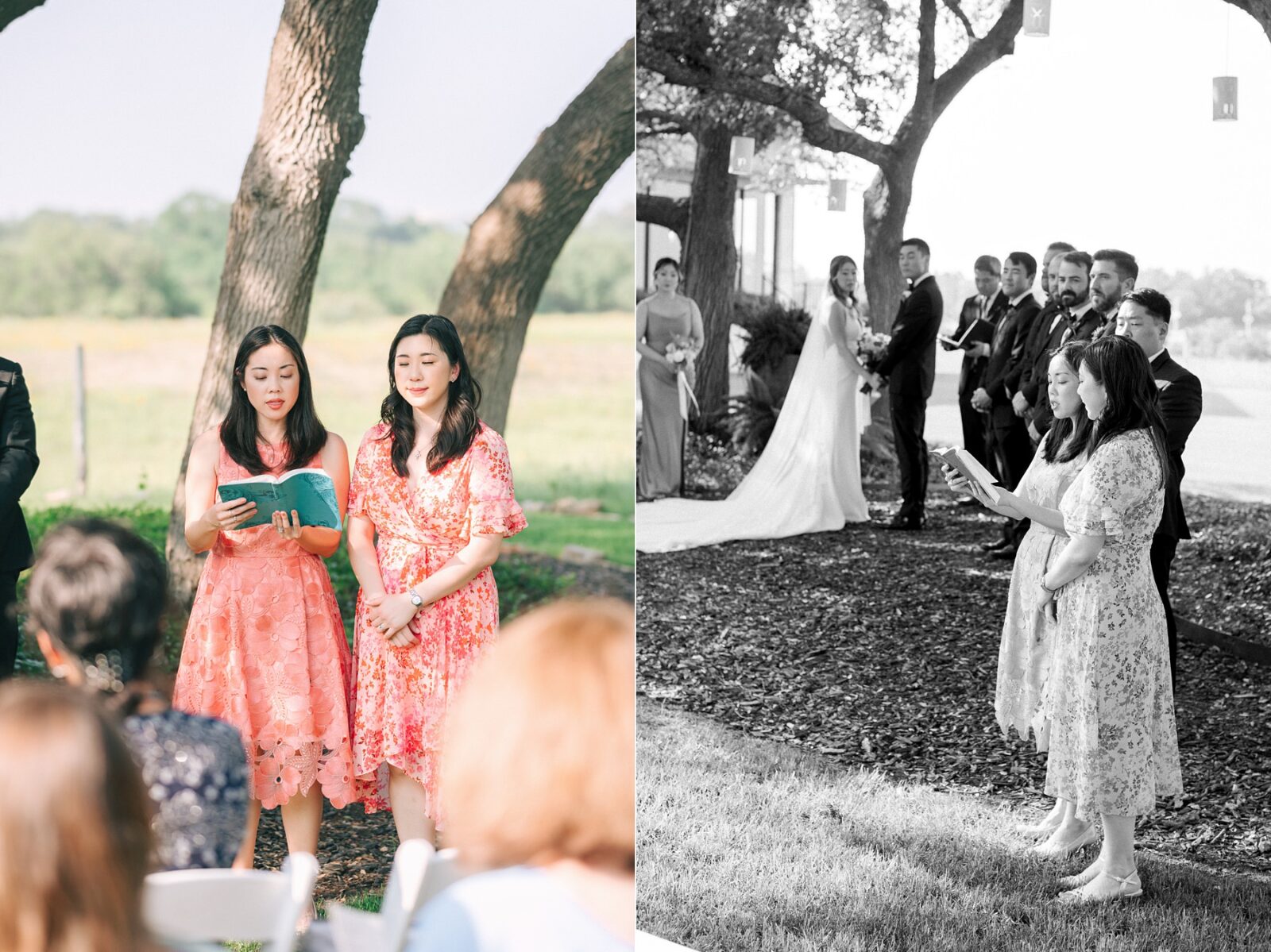 bible reading by sisters, stonehouse villa ceremony space, stonehouse villa wedding ceremony, stonehouse villa, wimberley wedding venue, tara paige weddings, austin wedding photographer